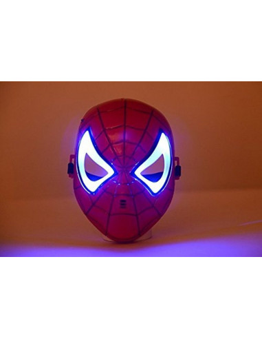 Spiderman Hombre Araña Mascara Electronica Ojos Led Azul