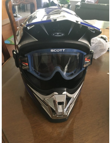 Casco Usado Moto Pro Hjc Dot Motocross Enduro Lentes Scott Cs-x2